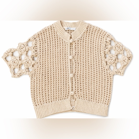 Zara crochet cream cardigan size L - Picture 3 of 7